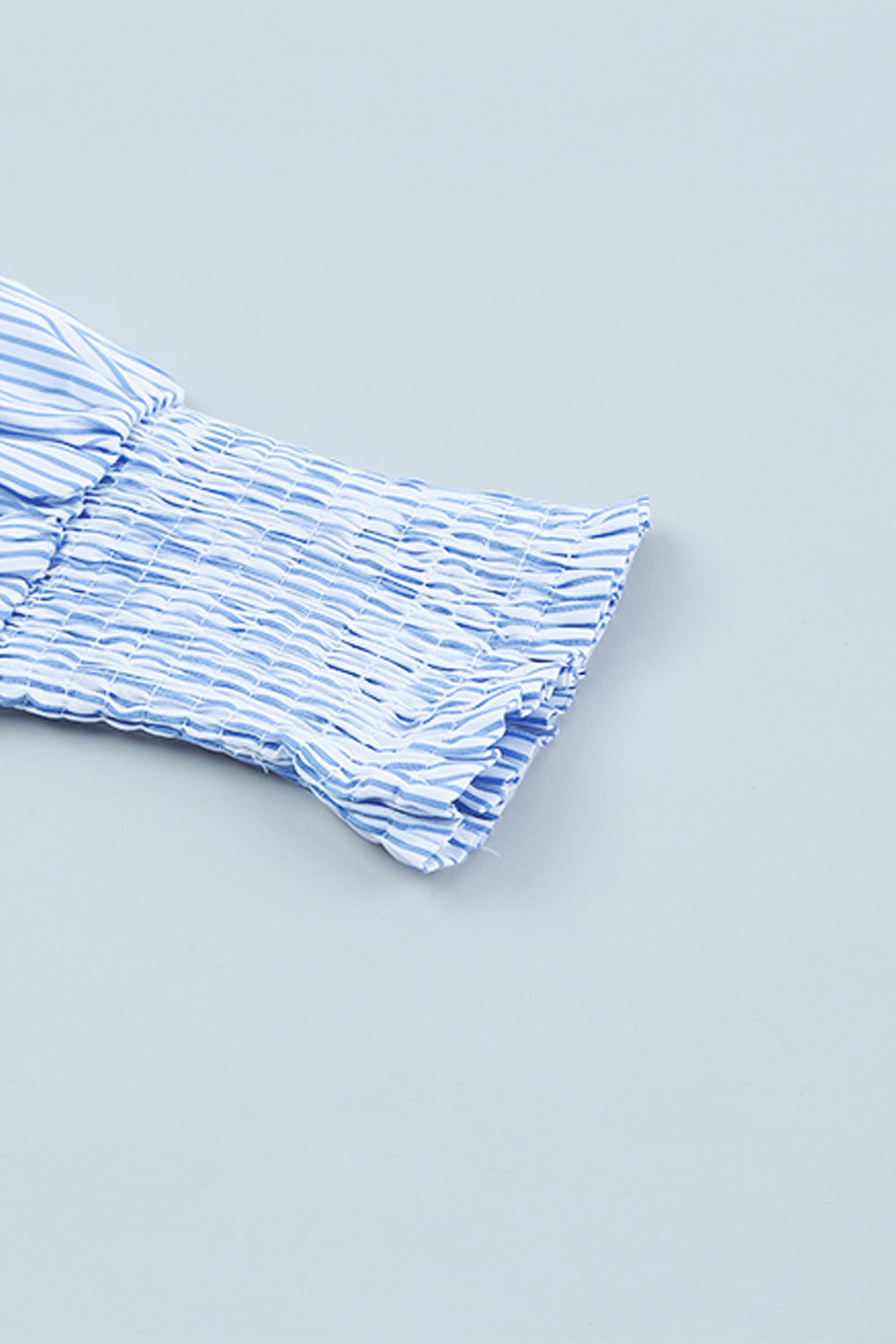 Striped Lantern Sleeve Shirt with Pocket