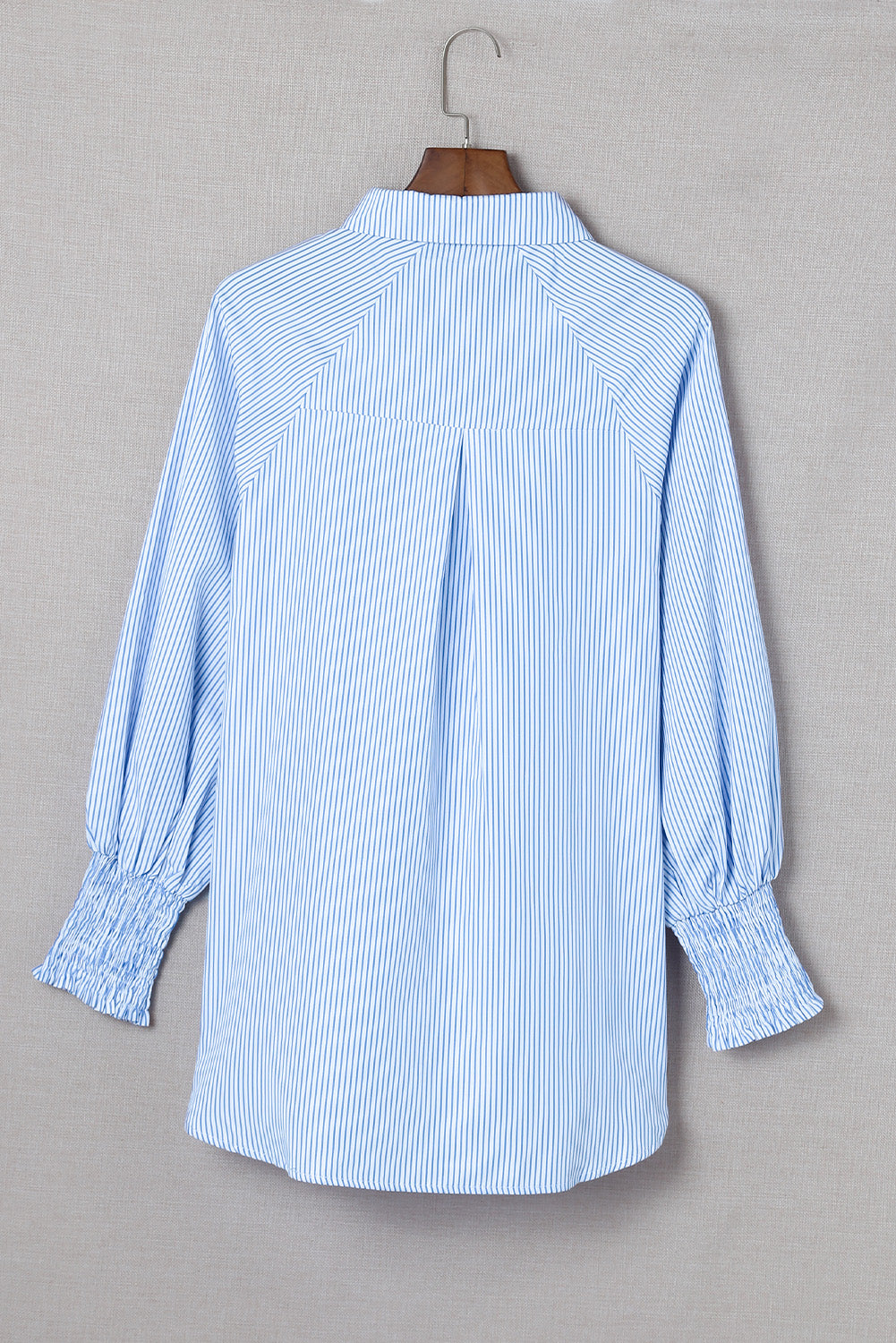 Striped Lantern Sleeve Shirt with Pocket