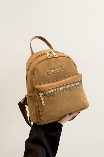 Suede Adjustable Strap Backpack Bag