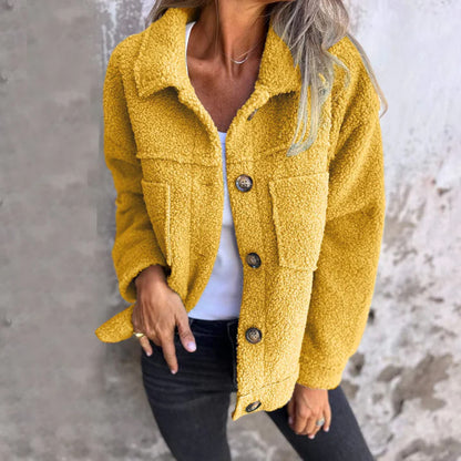 Full Size Fuzzy Button Up Drop Shoulder Jacket