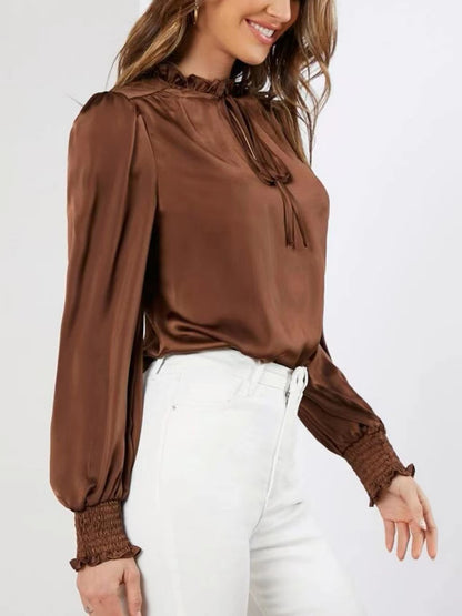 Frill Tied Lantern Sleeve Blouse