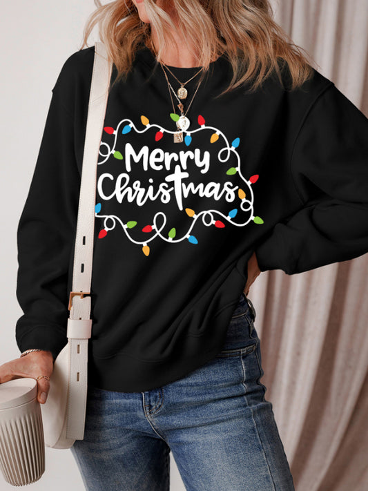 MERRY CHRISTMAS Dropped Shoulder Long Sleeve Sweatshirt