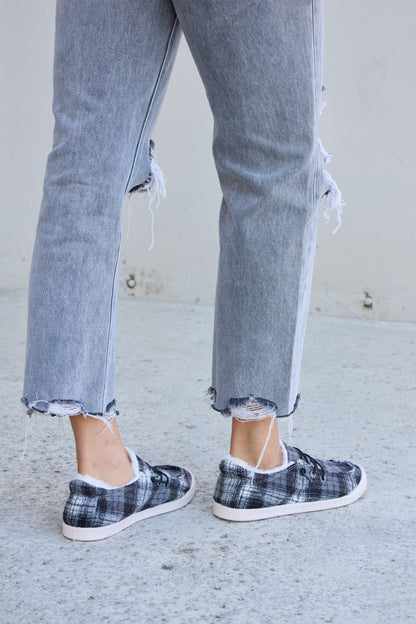 Forever Link Plaid Plush Flat Sneakers