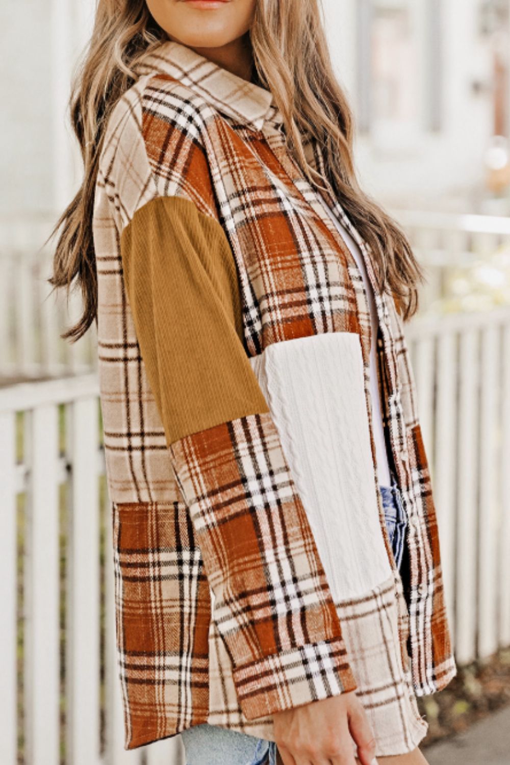 Plaid Button Up Long Sleeve Shacket