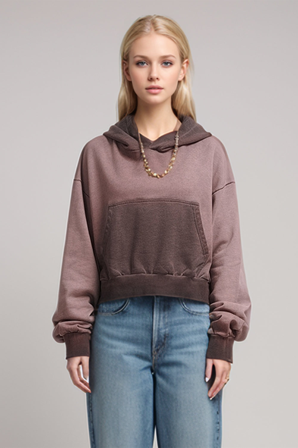 Basic Bae Kangaroo Pocket Long Sleeve Cropped Hoodie