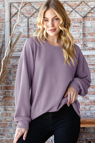 Heimish Full Size Round Neck Dropped Shoulder Blouse