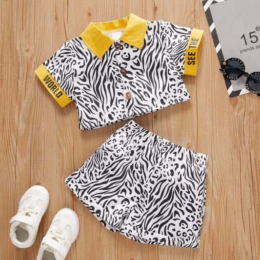 Animal Print Shirt and Shorts Set