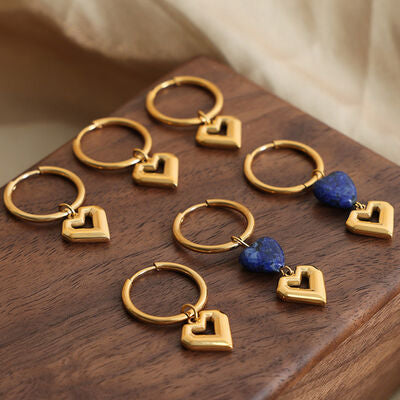 Heart Shape Lapis Lazuli Dangle Earrings