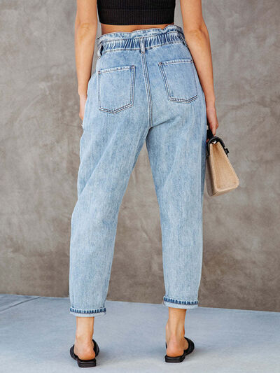 Paperbag Waist Cropped Jeans