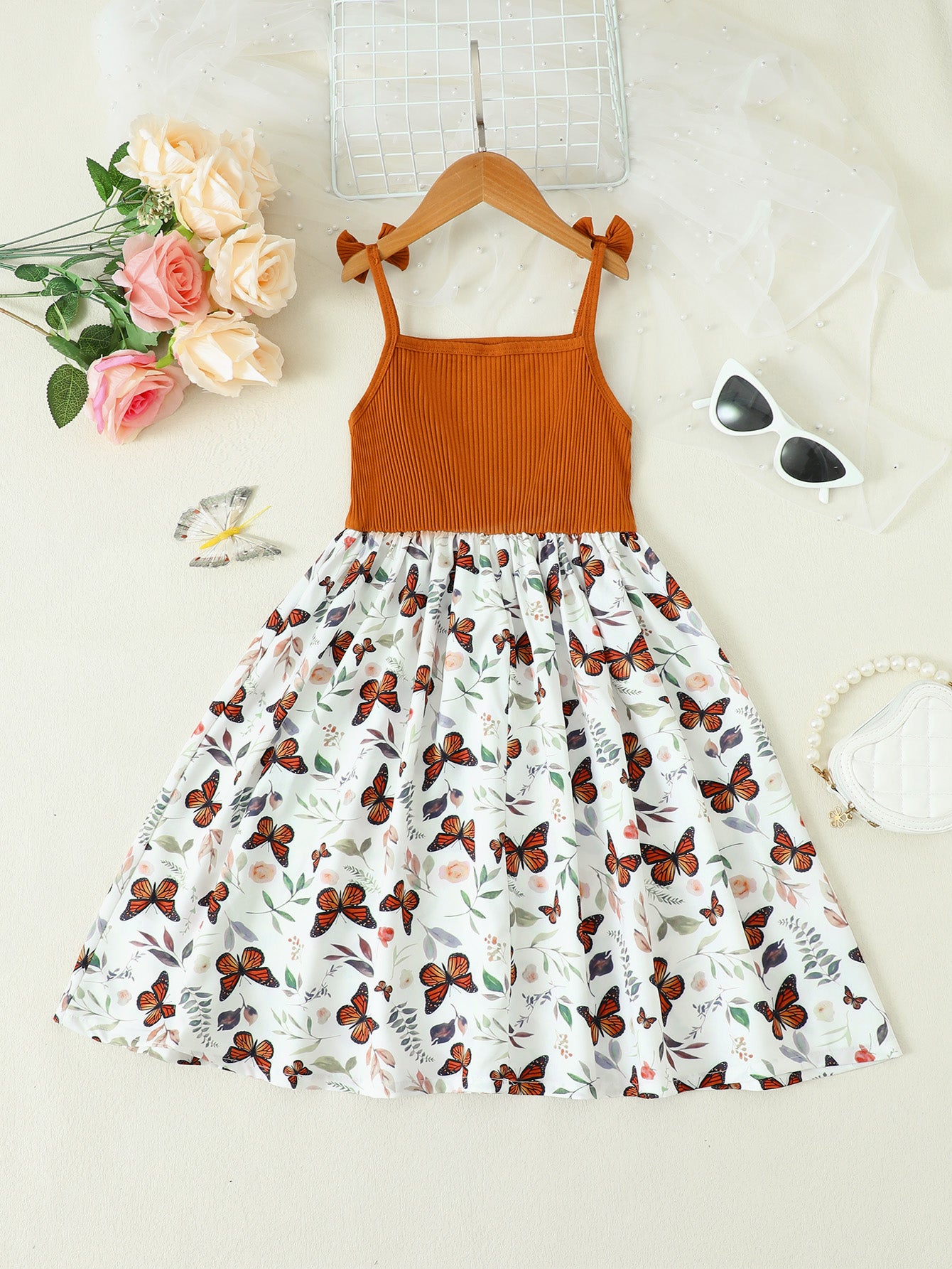 Butterfly Print Bow Detail Dress
