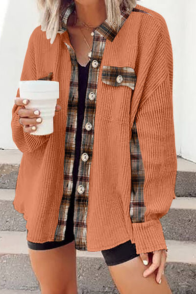 Plaid Button Down Collared Jacket