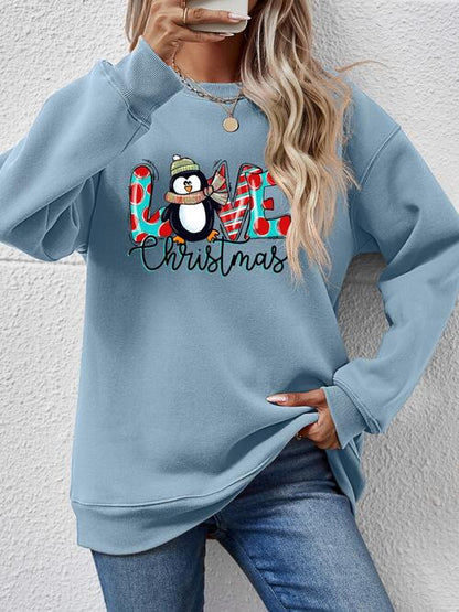 LIVE CHRISTMAS Drop Shoulder Round Neck Sweatshirt