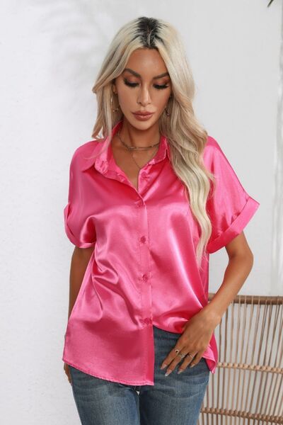 Collared Neck Short Sleeve Shirt