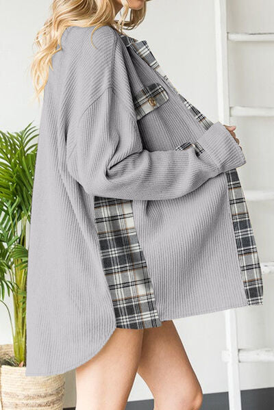 Plaid Button Down Collared Jacket