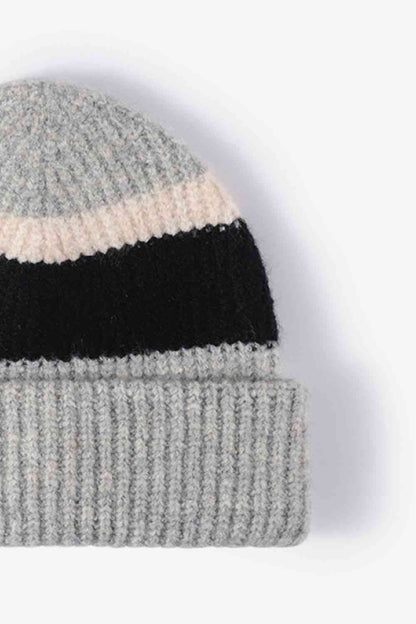 Tricolor Cuffed Knit Beanie