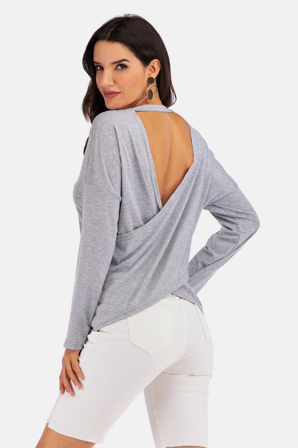 Cold-Shoulder Asymmetrical Neck Sweatshirt