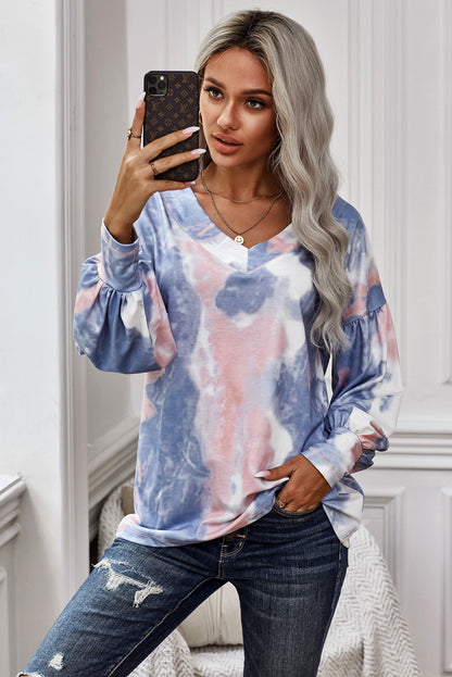 Long Sleeve Tie Dye Print Top