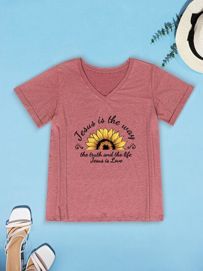Sunflower V-Neck Short Sleeve T-Shirt