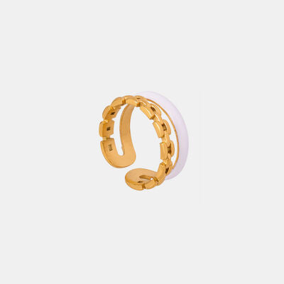 Enamel 18K Gold-Plated Open Ring