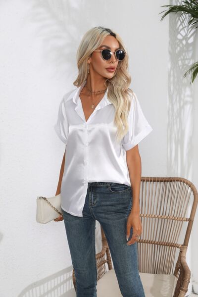 Collared Neck Short Sleeve Shirt