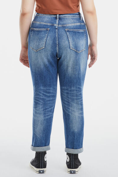 BAYEAS Full Size High Waist Distressed Paint Splatter Pattern Jeans