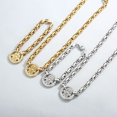 Cutout Stainless Steel Inlaid Zircon Necklace