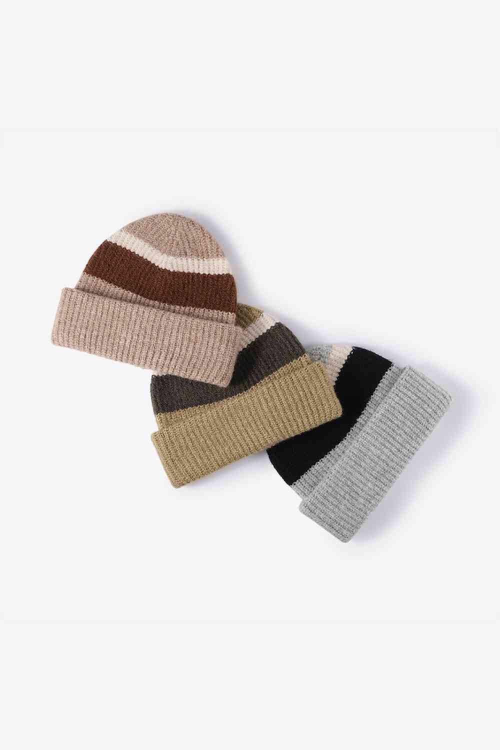 Tricolor Cuffed Knit Beanie