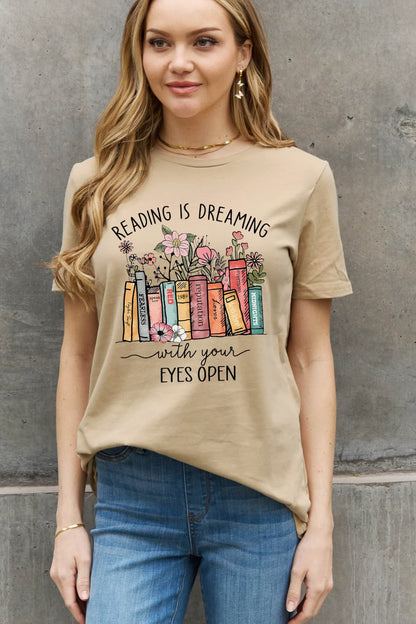 Simply Love Simply Love Full Size READING IS DREAMING WITH YOUR EYES OPEN Graphic Cotton Tee