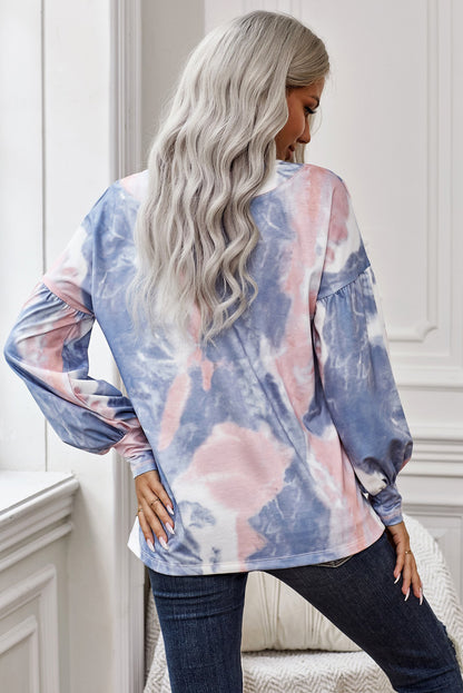 Long Sleeve Tie Dye Print Top