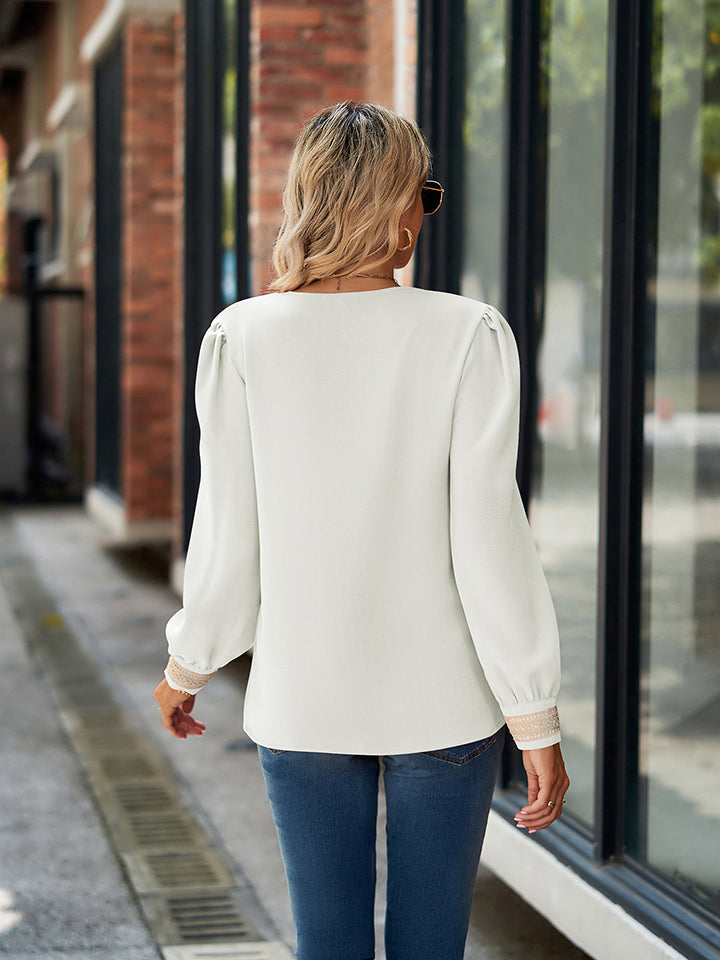 V-Neck Long Sleeve Blouse