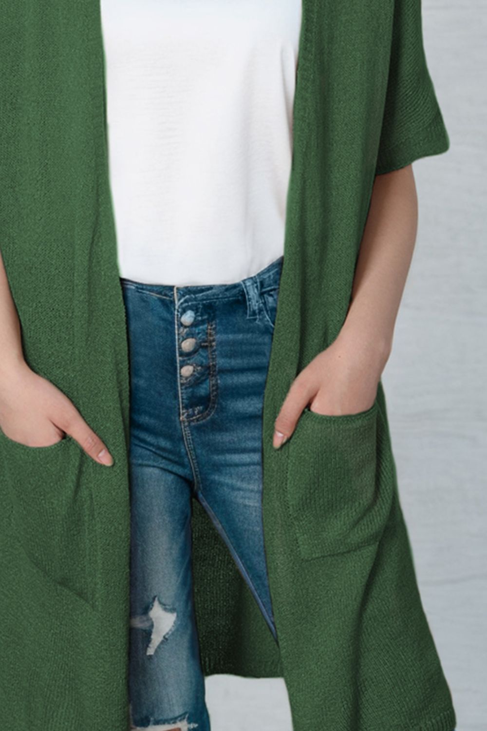 Open Front Sweater Cardigan with Pockets