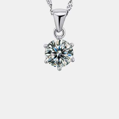 Platinum-Plated Artificial Gemstone Pendant Necklace