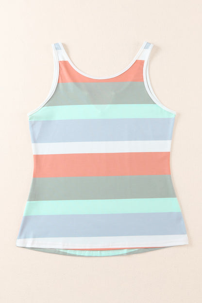 Striped Notched Neck Tank